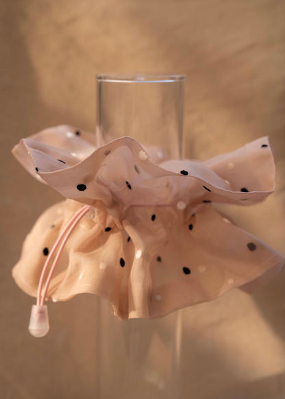Organza rose à pois