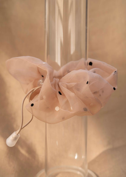 Organza rose à pois